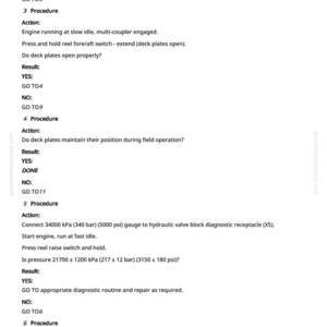 May include: A white document with black text detailing procedures and results, including measurements in psi and kPa. The document is from greenfarmmanuals.com and includes the number 7210.
