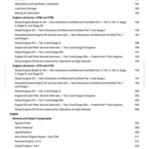K&ouml;nnte beinhalten: Ein detailliertes Inhaltsverzeichnis aus einem Handbuch, das Motor&ouml;le, &Ouml;lfilter und Motorreparaturverfahren auflistet. Der Text ist schwarz auf wei&szlig;em Hintergrund, mit Seitenzahlen rechts.