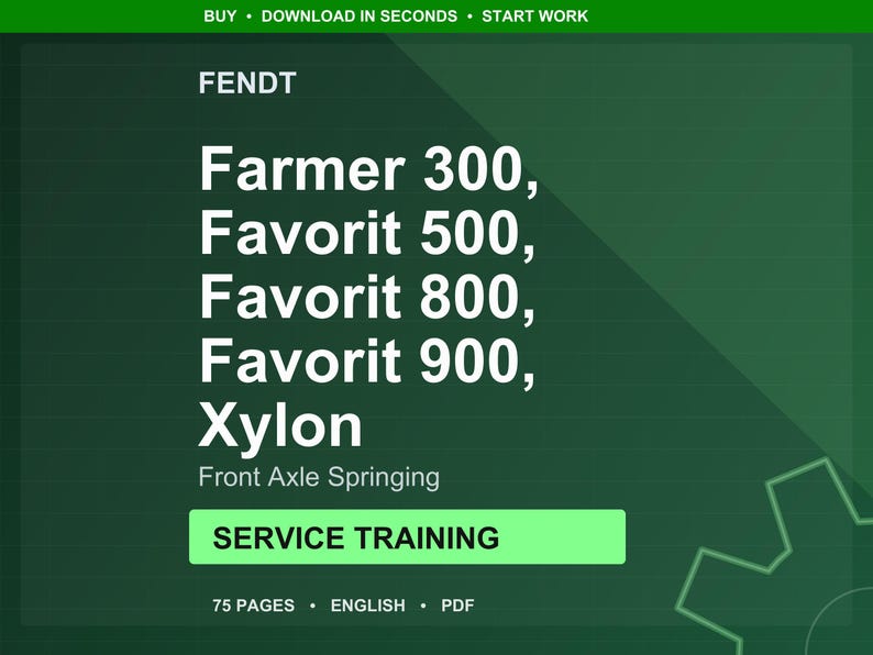 Fendt Favorit 500 800 900 xylon farmer 300 Front axle springing Service Training Manual PDF | Training Guide | Instant Download image 1