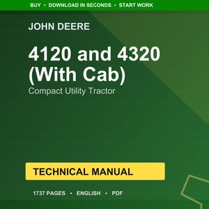 Teknisk manual för John Deere 4120 Pin (610001 -) och 4320 Pin (620001 -) (med hytt) kompakttraktor i PDF-format | Direkt nedladdning bild 1