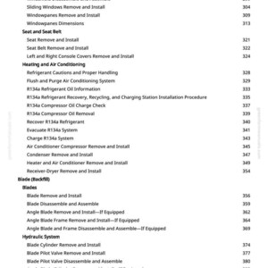 May include: A page from a manual with a list of instructions and procedures for an excavator. The text includes topics like removing and installing parts, and maintenance procedures. The page number is 5.