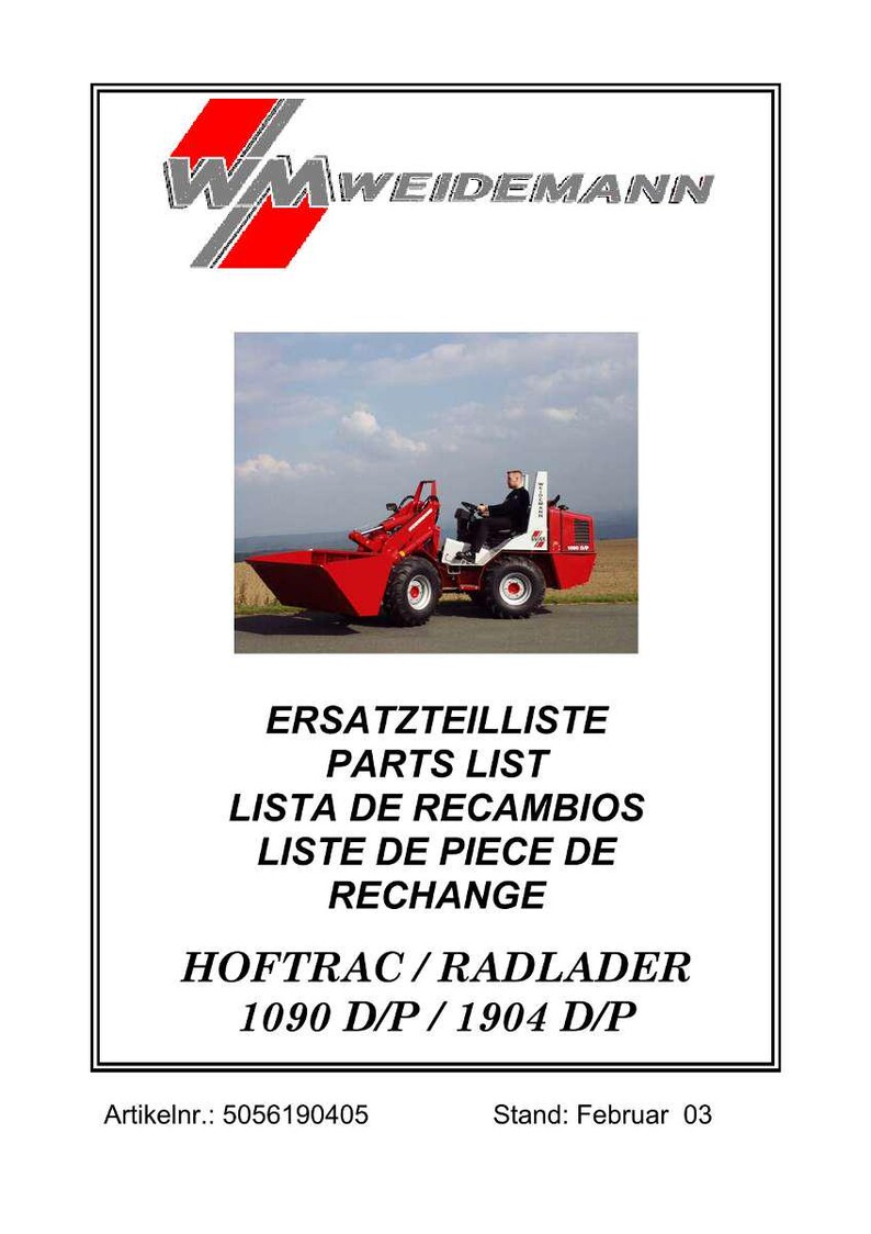 Weidemann 1090 1904 D p Hoftrac Parts Manual PDF | Illustrated Catalog | Instant Download image 2
