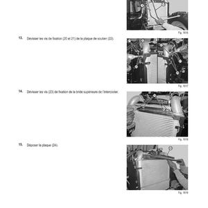 May include: Illustrated instructions for vehicle maintenance. The page includes diagrams and steps for removing and replacing parts. The text includes instructions such as "Remove the hydraulic hoses" and "Unscrew the fixing screws."