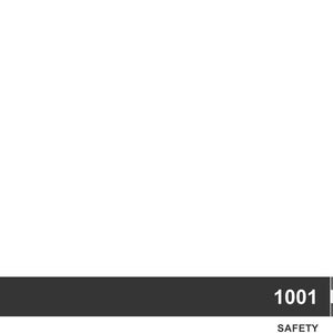 May include: A dark gray rectangular bar with the number "1001" in white text on the right side. Below the number, the word "SAFETY" is also in white text. The background is white.