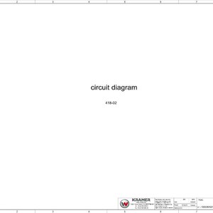 Op de afbeelding: Een wit schema met de tekst "circuit diagram" en het nummer "418-02". De rechter benedenhoek bevat een logo en extra tekst. Het schema staat op een witte achtergrond.