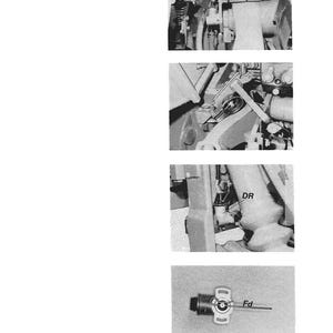 May include: A series of black and white images showing various mechanical components. The images include close-ups of gears, levers, and a valve with the text "DR" and "Fd". The components appear to be part of a larger machine.