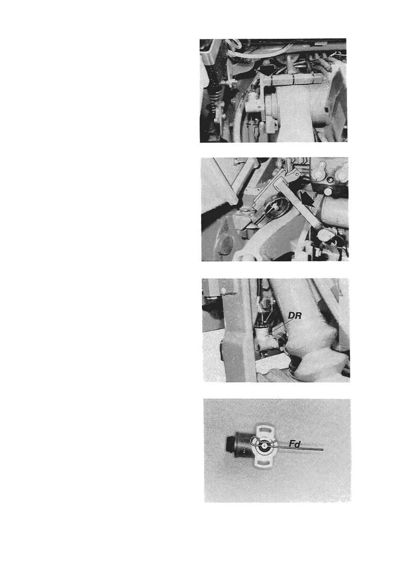 May include: A series of black and white images showing various mechanical components. The images include close-ups of gears, levers, and a valve with the text "DR" and "Fd". The components appear to be part of a larger machine.