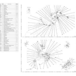May include: Technical diagram with multiple views of mechanical components, featuring detailed line drawings and labels. The diagram includes a parts list with item numbers and descriptions, all in black and white.