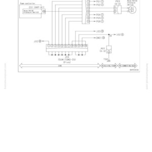 May include: Diagram of an electrical system, labeled "Circuit diagram related to boom RAISE oil pressure switch." Includes components like "Pump controller," "Boom RAISE pressure switch," and various connectors and wires.