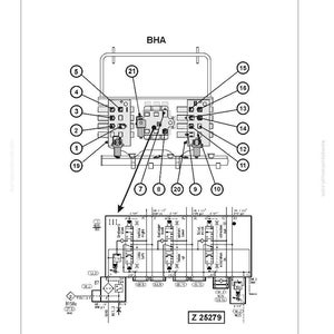 Puede incluir: Diagrama t&eacute;cnico de un bloque de control principal y disposici&oacute;n de v&aacute;lvulas, etiquetado como "BHA arrangement". El diagrama incluye componentes numerados y un esquema con texto y s&iacute;mbolos. El texto "Z 25279" es visible.