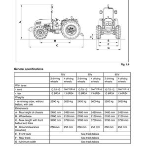Puede incluir: Diagrama de un tractor con vistas laterales y frontales, etiquetado con dimensiones y especificaciones. Incluye medidas en mil&iacute;metros, como una altura m&aacute;xima del chasis de 2480 mm y una distancia entre ejes de 2100 mm.