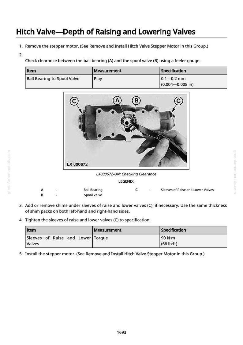 Op de afbeelding: Diagram van een trekhaakventiel met diepte van hef- en daalventielen. De afbeelding bevat een close-up van de ventielcomponenten, met labels voor kogellager, schuifventiel en hulzen. Specificaties in mm en Newtonmeters.