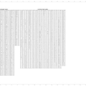 K&ouml;nnte beinhalten: Detaillierte elektrische Schaltplan-Zeichnung mit zwei Tabellen, beschriftet mit "TERMINAL BOARD TABLE" und "CONNECTOR TABLE". Die Tabellen sind mit Zeilen und Spalten aus Text gef&uuml;llt. Das Dokument enth&auml;lt den Text "ELECTRICAL SCHEMATIC" und eine Blattnummer.