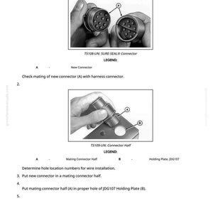 May include: Diagram illustrating the replacement of SURE-SEAL&reg; connectors. The image shows two connector halves and a holding plate, with labels and instructions for mating and installation. Text includes "TS108-UN" and "TS109-UN".