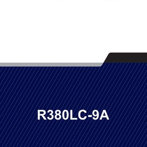 May include: A service manual with the text "SERVICE MANUAL" in black, above a dark blue background with white diagonal lines. The text "R380LC-9A" is displayed in white.