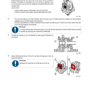 May include: Diagram of a mechanical component with detailed instructions. The image includes text in French, diagrams, and numbered steps for adjustment and maintenance. Includes figures 1705, 1706, and 1707.