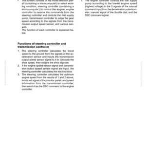 Pu&ograve; includere: Pagina di un manuale con il titolo &laquo;Struttura, Funzione e Standard di Manutenzione&raquo;. Il testo descrive la funzione del sistema di selezione del modello, del controller del motore e del controller dello sterzo.