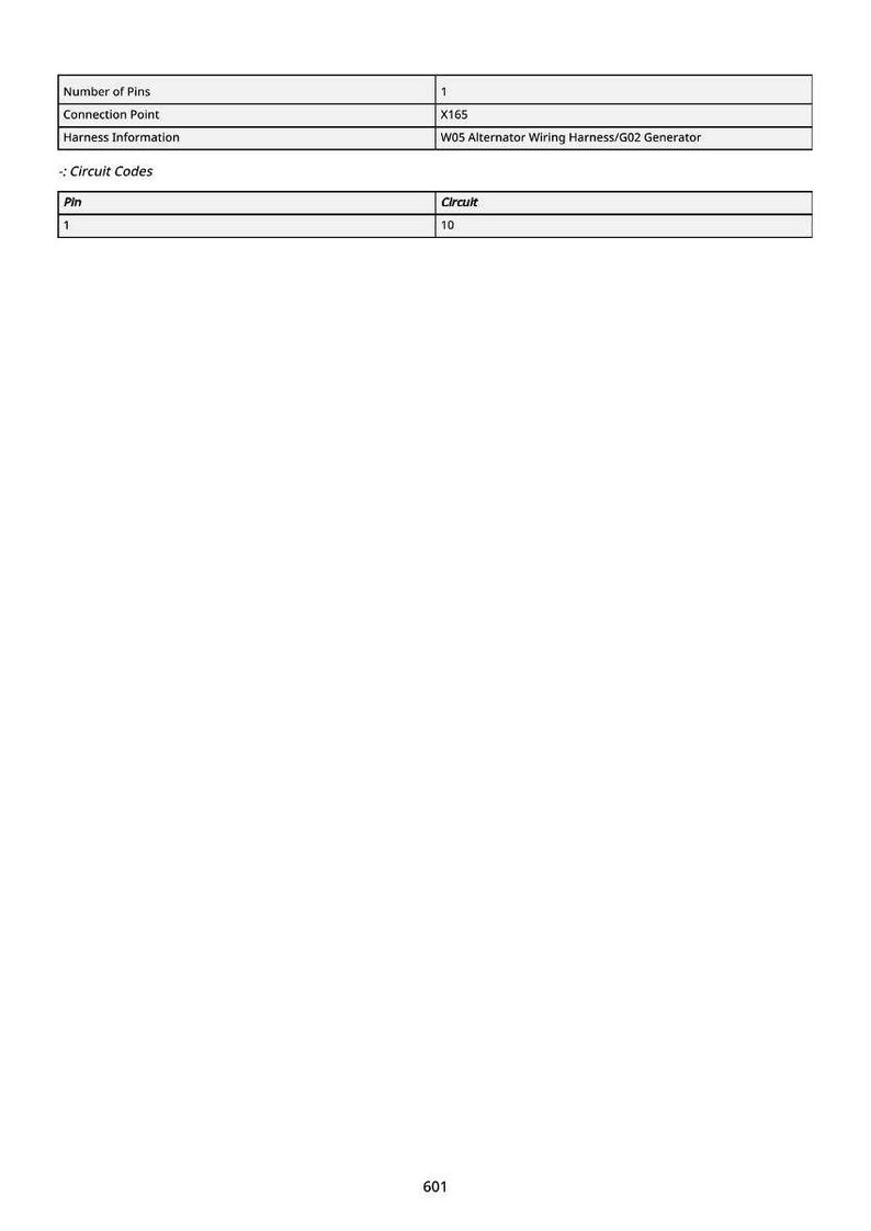 Puede incluir: Una tabla blanca con texto negro que detalla informaci&oacute;n sobre el cableado el&eacute;ctrico. La tabla incluye el n&uacute;mero de pines, el punto de conexi&oacute;n, la informaci&oacute;n del arn&eacute;s y los c&oacute;digos de circuito. El texto incluye "N&uacute;mero de pines", "Punto de conexi&oacute;n", "Informaci&oacute;n del arn&eacute;s" y "C&oacute;digos de circuito".