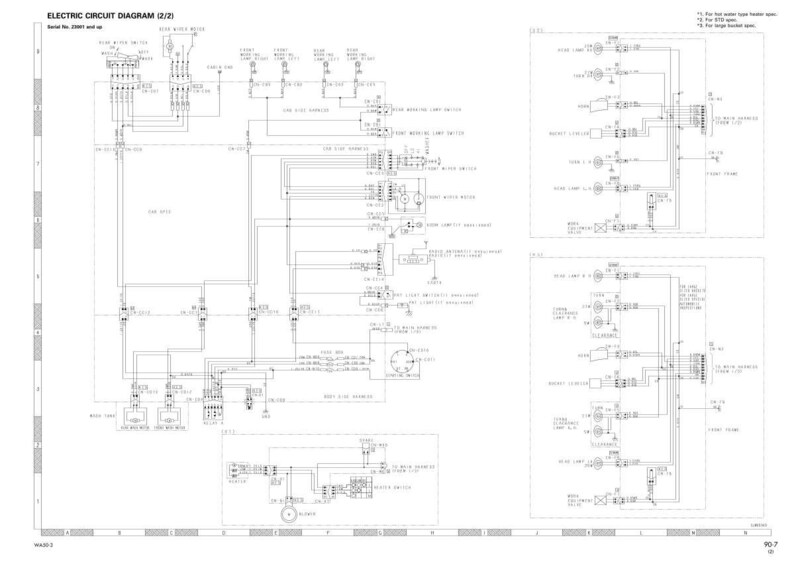 K&ouml;nnte beinhalten: Ein detailliertes elektrisches Schaltbild (2/2) in Schwarzwei&szlig; mit zahlreichen Linien, Symbolen und Textbeschriftungen. Das Diagramm zeigt die Verkabelung und Komponenten eines elektrischen Systems. Der Text "ELECTRIC CIRCUIT DIAGRAM" steht oben.