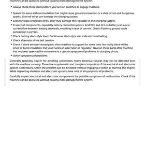 May include: A page from a manual titled "Inspect the System." The text provides instructions for checking electrical and electronic components for malfunctions. Includes bullet points with detailed inspection steps and safety precautions.