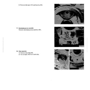 May include: A page from a manual titled "Disassembly and Assembly" and "Torque Converter." The page includes diagrams and instructions for removing parts such as idler gear, scavenging pump assembly, and gear assembly. The page is in black and white.