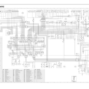 Może przedstawiać: Schemat elektryczny w czerni i bieli, z rozbudowaną siecią linii, symboli i tekstu. Schemat ilustruje połączone ze sobą komponenty. U g&oacute;ry obrazu widnieje napis "ELECTRICAL SCHEMATIC".