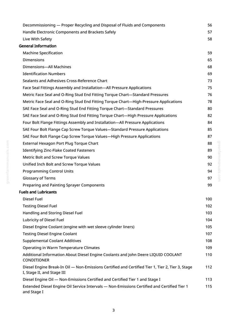 Peut inclure: Page d'un manuel avec une table des mati&egrave;res. Le texte comprend des sections sur le d&eacute;classement, les informations g&eacute;n&eacute;rales, les dimensions et les carburants. Les num&eacute;ros de page sont list&eacute;s &agrave; droite.
