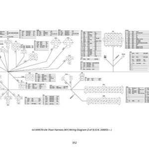 May include: A detailed black and white wiring diagram for a floor harness, labeled as diagram 2 of 3. The diagram includes various symbols, lines, and text, with the text "tx1349570-UN: Floor Harness (W1) Wiring Diagram (2 of 3) (S.N. 269055-)" at the bottom.