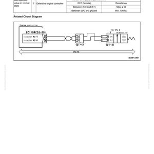 May include: A troubleshooting diagram labelled "TROUBLESHOOTING" and code "CA331". It features a table detailing causes and standard values, alongside a related circuit diagram for an engine controller.