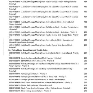 May include: A page from a manual with a list of diagnostic trouble codes, including CAN bus messages and system failures. The text is in black font on a white background, with a green logo in the corner.
