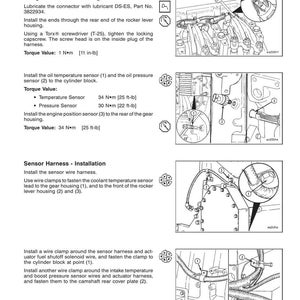 Op de afbeelding: Diagram van motorassemblage met gedetailleerde instructies. Bevat stappen voor het installeren van o-ringen, sensoren en kabelbomen. Toont koppelwaarden in Newtonmeters en voet-pond. Pagina 0-123.