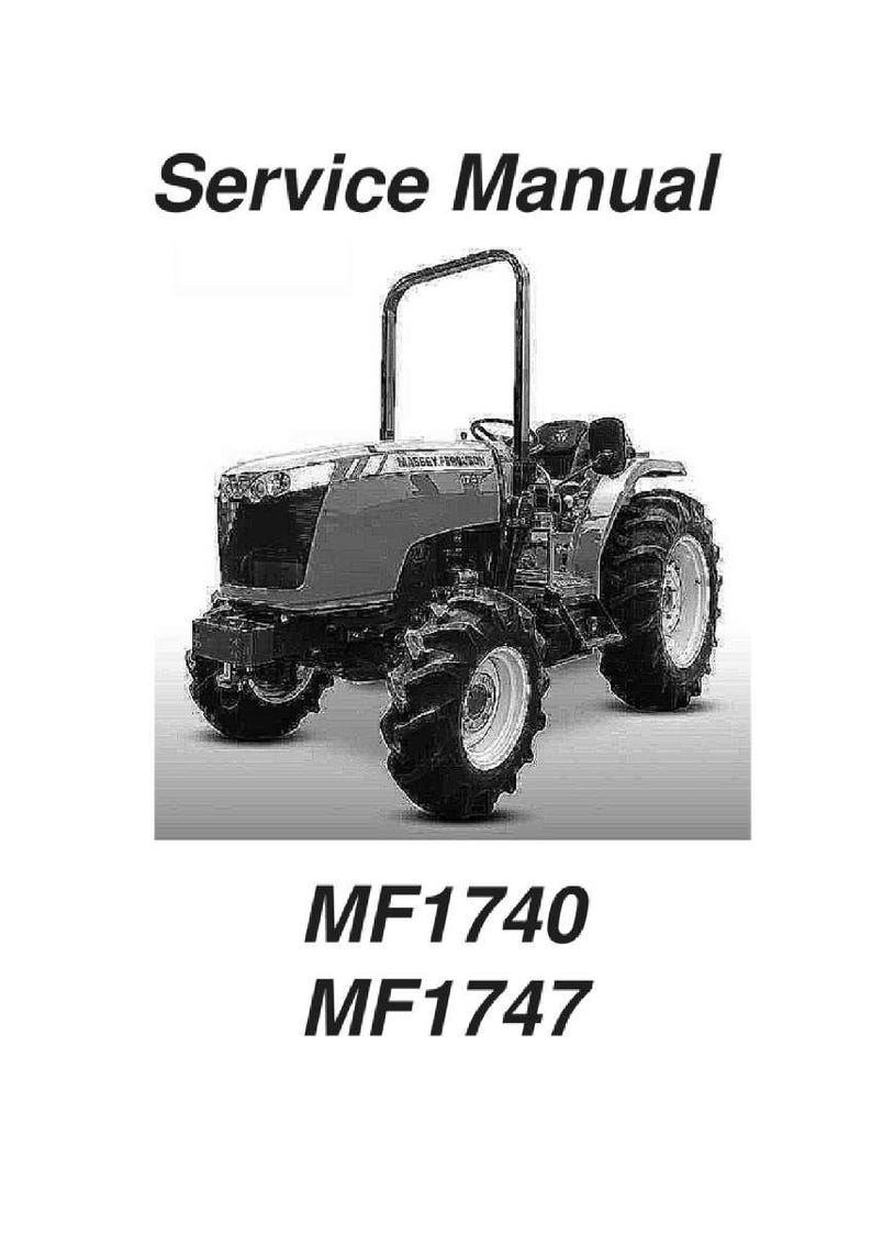 May include: A grayscale image of a tractor with large, rugged tires. The tractor has a roll bar and is labeled "MF1740" and "MF1747". The text "Service Manual" is at the top.