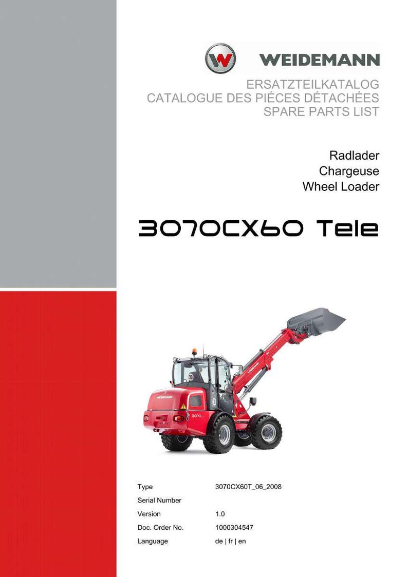 Weidemann 3070Cx60 tele 06 2008 Wheel loader Parts Manual PDF | Illustrated Catalog | Instant Download image 2