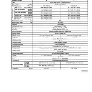 Puede incluir: Una hoja de especificaciones detallada para los motores di&eacute;sel V2003-T-B y F2503-T-B. Incluye datos sobre di&aacute;metro x carrera, cilindrada total, potencia y otras especificaciones t&eacute;cnicas. Las medidas est&aacute;n en mm y litros.