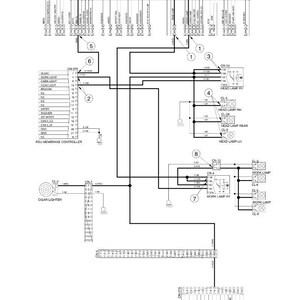 May include: A detailed electrical circuit diagram for head and work lights, labeled with various components and connection points. The diagram includes text such as "Head Lamp" and "Work Lamp", with a machine serial number.