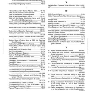 May include: A detailed index page from a manual, featuring a table of contents with various technical terms and page numbers. The document covers topics like system diagrams, testing menus, and troubleshooting guides.