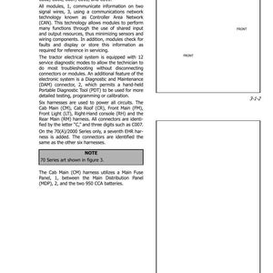 Pode incluir: Diagrama de uma vis&atilde;o geral do sistema el&eacute;trico, com texto detalhando m&oacute;dulos de controle, conectores e chicotes. Inclui o texto "SECTION 3 - ELECTRICAL SYSTEM (EIC & System Overview)" e "FRONT".