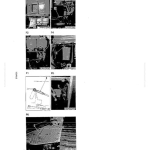 May include: A technical diagram with multiple panels labeled P1 through P6, and F1. The panels show detailed mechanical components, with labels and part numbers. The image is in black and white.
