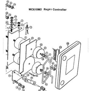 May include: An exploded diagram of an MC610M2 Regen Controller, featuring various mechanical components. The image is a black and white technical illustration with labels and numbers identifying each part. The text "MC610M2 Regen Controller" is visible.