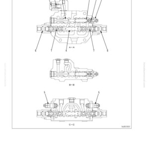 Puede incluir: Diagrama t&eacute;cnico de un componente mec&aacute;nico, etiquetado con n&uacute;meros y secciones transversales. El diagrama incluye el texto "10 Structure, function and maintenance standard" y "WA380-6 (KA SPEC.)".