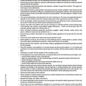 May include: A service manual page with safety instructions for a machine. The text includes general safety guidelines, such as wearing protective equipment and following operating procedures. The document is from Liebherr.