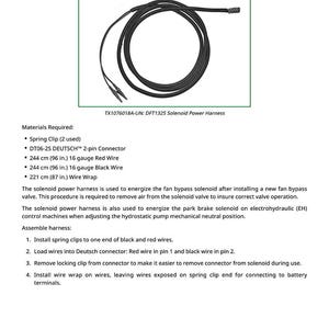 Puede incluir: Un arn&eacute;s de alimentaci&oacute;n de solenoide DFT1325 negro con un dise&ntilde;o circular. La imagen incluye el texto "DFT1325 Solenoid Power Harness" y "TX1076018A-UN: DFT1325 Solenoid Power Harness".