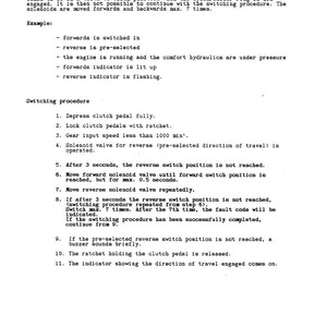 May include: A page from a technical manual detailing a switching procedure, likely for a vehicle. The text explains a tooth-to-tooth position issue and provides numbered steps for troubleshooting. The page includes an example and a fault code.