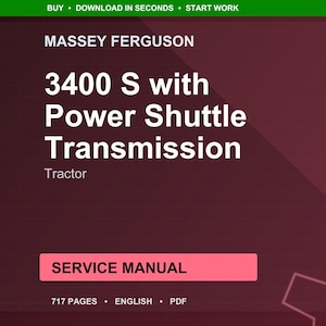 Massey ferguson 3400 S with power shuttle transmission Tractor Service Manual PDF | Workshop Repair | Instant Download image 1