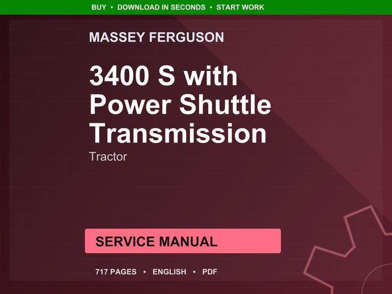 Massey ferguson 3400 S with power shuttle transmission Tractor Service Manual PDF | Workshop Repair | Instant Download image 1