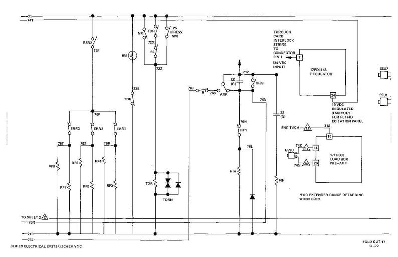 May include: A detailed electrical system schematic diagram with lines, symbols, and text labels. The diagram includes components like regulators, load boxes, and connectors, with text indicating voltage and function.