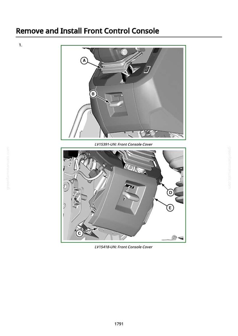May include: Diagram illustrating the removal and installation of a front control console. The image shows two detailed views of the console cover, labeled with letters and part numbers. Text at the top reads "Remove and Install Front Control Console."
