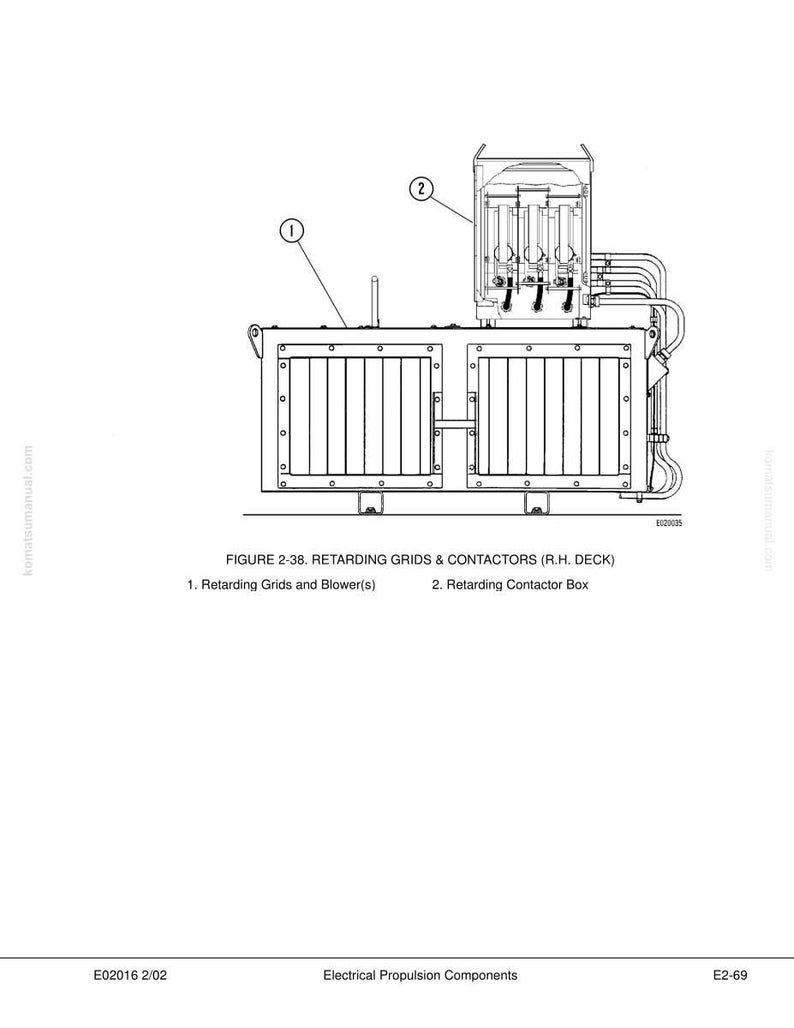 May include: Technical diagram showing retarding grids, a retarding contactor box, and blowers. The image is labelled with numbers and text, providing a detailed illustration of electrical propulsion components.