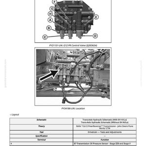 May include: Diagram of a G12 PR Control Valve, with labels A through H, and a detailed view of its location. The image includes text such as "PY21151-UN: G12 PR Control Valve" and "PY34186-UN: Location".