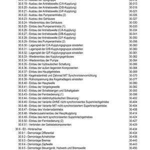 May include: A detailed table of contents in German, listing various mechanical components and procedures with corresponding page numbers. The document appears to be a technical manual or guide.